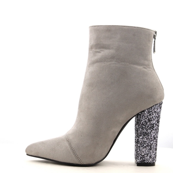 Cape Robbin Beautiful Suede Glitter Heel Bootie - Picture 2 of 5
